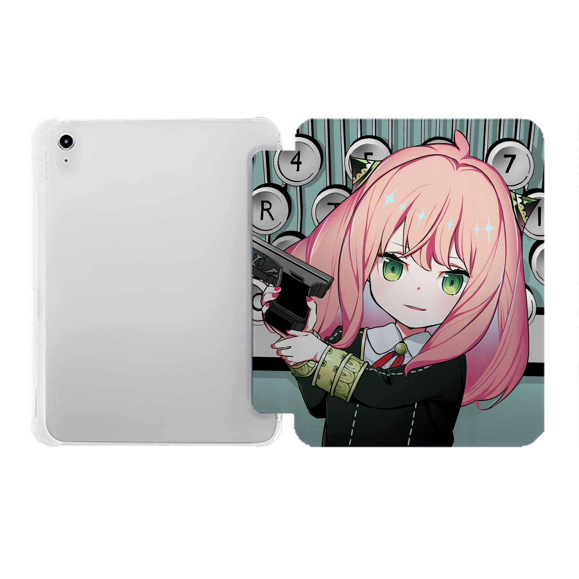 （画像用） SPY×FAMILY间谍家家酒 IPad ケース ペン収納付き 三つ折りスタンド PUレザー×シリコン 対応機種9.5/10.5/10.9インチ